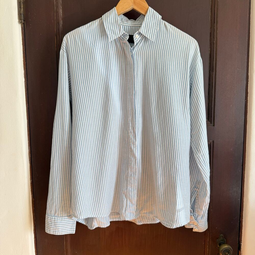 RtA | Blue and White Striped Button down Cotton Shirt | Small